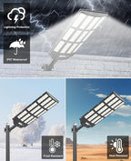 JAYNLT Y-12000W Solar Street Lights Outdoor,3000K/4000K/6500K Commercial Parking Lot Lights Dusk to Dawn,Solar Flood Lights Outdoor for Basketball Court, Yards, Driveways, Farms