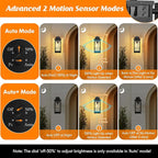 18inch Large Size Motion Sensor Porch Light with GFCI Outlets, Dusk to Dawn Black Outdoor Wall Light Fixture, 3 Modes Exterior Lighting Fixture Waterproof Outside Wall Lantern Sconce for House, 1-Pack