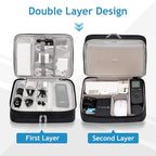 Electronics Travel Organizer, Double Layer Cable Organizer Bag Waterproof Electronics Accessories Storage Bag for Charger, Phone, Power Bank, Hard Drive, Cord, Tablet