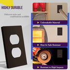 ENERLITES Screwless Duplex Wall Plate, Child Safe Receptacle Outlet Cover, Standard Size, 1-Gang 4.68" x 2.93", Unbreakable Polycarbonate Thermoplastic, UL Listed, SI8821-BR, Glossy, Brown