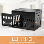 12-Device Tablet Charging Station Lock Box, Computer Cabinet with 2 Keys – Multi-Device Charging Cabinet for iPads, Chromebooks, Fire HD & Phones – Office, School, Hospital (Black),Fully Assembled