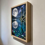 URVIP LED Glowing Photo Frame, 3D Starry-Sky Moon Animal Wall Art, 9x12 Inches Dimmable Light Up Light Painting for Bedroom, Unique Aesthetic Decor, Great Birthday Gift for Women Men