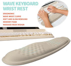 KUOSGM 2-in-1 Ergonomic Set, Wave Rise Keyboard Wrist Rest and Massage Bulge Slope Mouse Pad Wrist Support, Cushion Memory Foam Integrated to Relieve Wrist Pain, Apricot