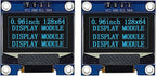 Haldzemo 0.96" OLED Display Module I2C IIC Serial 128X64 SSD1306 LCD Screen VCC GND SCL SDA (2 Pack, Blue)