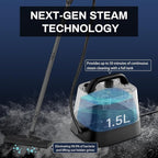 Steam Cleaner with 24-Piece Attachments, Multipurpose Steamer Mop for Home, Floor, Car, Grout, Tile, Furniture, Carpet, Couch, Window, Wall, Upholstery, Oven Grease, Canister, 1.5L Tank