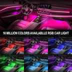 RGB Acrylic Ambient Lighting Car Lights, LED Strip Lights with APP Control, 593 LEDs Interior Car Lights, 6 in 1 Neon Car Ambient Lighting Kit