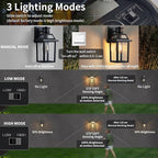 Yisuro Motion Sensor Outdoor Wall Lights, Porch Light Outdoor 3 Lighting Modes, Dusk to Dawn Exterior Light Fixture, Waterproof, Outside Lights for House Front Door Patio Garage 2 Pack (Black)