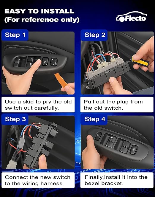 Flecto 15883319 Master Power Window Switch Driver Side with Folding Mirror, Compatible with Cadillac Escalade ESV/EXT & Chevy Silverado, Tahoe, Suburban & GMC Sierra, Yukon & Hummer H2, (2003-2006)
