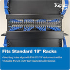 ICC 1U Ring Cable Manager Panel with Cover, Metal, 3" D-Rings, Horizontal and Vertical Cable Management, Rackmount for 19” Network Racks, Black, Single Pack