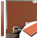 Art3d 4pcs-107 x 8in Slat Acoustic Panel for Wall and Ceiling, 3D Fluted Sound Absorbing Panel with Wood Finish, Cherry