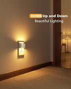 VOLISUN Night Lights Plug into Wall, 2 Pack Up and Down LED Night Light with Dusk to Dawn Light Sensor, 3000K Warm White Nightlight for Hallway, Bedroom, Bathroom, Kitchen White