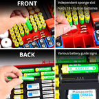 Aptbyte Battery Organizer Storage Holder Box Case with Tester- 269 Batteries Double-Sided Variety Pack, Holds AA AAA 4A C D Cell 9V 3V Lithium LR44 CR2 CR123 CR1632 18650 Button- Red (Box Only)