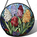 DASTOLL Stained Glass Window Hanging, Colorful Hyacinth Flowers Suncatcher for Doors Window Home Plant Sun Catchers Decoration Mother's Day Birthday Gifts for Women, Men, and Mom 9.8x9.8 in