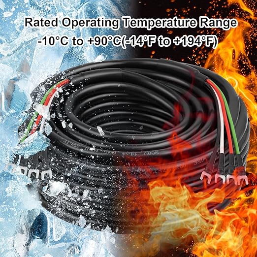 MOOKEERF 14/4 AWG Mini-Split Cable - 25FT 14 AWG 4 Conductor Control Cable 300V Stranded Oxygen-Free Pure Copper Wire for Mini Split Air Conditioner,Heat Pump,HVAC Systems and Speaker Systems