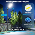 Solar Street Lights Outdoor Waterproof, 30000LM 6500K LED Motion Sensor Lights, Solar Flood Lights with Remote, Dusk to Dawn Solar-Powered Parking Lot Light, Commercial Area Lighting for Yard, 2-Pack