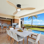 revoici Ceiling Fans with Lights Remote 52inch Solid Amber Color Wood Fan Timing 6 Speeds Silent Reversible DC Motor 3CCT LED Light with Memory Lighting Function Indoor Outdoor Fan Farmhouse Bedroom