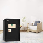 TIGERKING Safe Box,Home Safe,Large Security Box with Double Safety Key Lock and Password for Money and Document,3.7 Cubic Black