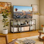 Aquzee 55 inch TV Stand, Entertainment Center for 32" 40" 43" 50" TV, Wood and Metal Television Console Table, Single Shelf Load 200lbs, Rustic Television Stands for Living Room Bedroom Gaming Room
