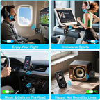 2026 Pro Bluetooth 5.4 Transmitter Receiver, 2-in-1 Wireless Audio Adapter for Airplane/TV/PC/Gym - Dual Link Headphone, Low Latency, Battery Display, Built-in Mic, 30H Playtime, Aviation Metal Frame