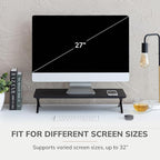 Anji Mountain Monitor Stand - Desktop Organizer & Laptop Riser, Ergonomic Monitor Riser, Space-Saving Monitor Stand for Desk, Durable Construction, Easy Assembly, Ideal for Home & Office,Black