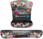Keyboard Wrist Rest and Mouse Pad Wrist Support Set with Coasters, Non-Slip PU Base Ergonomic Gaming Mousepad for Home Office Working Studying Easy Typing & Pain Relief, Floral Quote Live Laugh Love