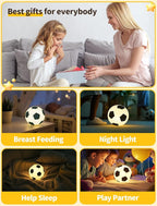 TechCharm Soccer Night Light for Kids Rechargeable LED Touch Control Silicone Night Lamp,Nursery Night Lights,Glowing Football Gift for Boys,Home Decor Birthday Christmas Gifts for Kids