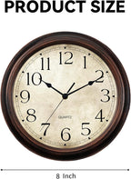 KECYET Wall Clock Battery Operated Vintage Silent Non-Ticking Analog Wall Clocks 8.5 Inch Small Retro Clock Decorative for Kitchen Bathroom Bedroom Home Office (Bronze)