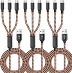 Multi Charging Cable,(3Pack 4FT), Multi Charging Cord 3 in 1 Charging Cable Nylon Braided Universal Charger Phone Charger Cord with Type-C,Micro USB,IP Port for iPhone16/15 Series/Phone&Pad