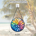 DASTOLL Stained Glass Window Hanging, Colorful Flower Petals Sun Catchers Diamond Glass Panel Hangings Suncatcher Decor for Birthday for Women, Men, Wife, Aunt, and Mom 6.3 in
