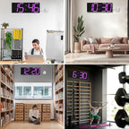 CHKOSDA LED Large Digital Wall Clock, Oversize Wall Clock with 6” Numbers, Remote Control Count up/Countdown Timer Clock, Auto Dimmer, Big Calendar and Thermometer(Purple)