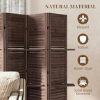 HOMCOM Room Divider, 5 Panel 67" Tall Wood Privacy Screen with 3 Display Shelves, and Folding Storage for Bedroom or Home Office, Walnut