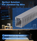 ZhiYo H1.6xW1.2in Cable Raceway, 13.2ft (4xL3.3ft) Server Rack Cable Management Under Desk Cord Organizer, Electrical Safe PVC Cable Channel Open Slot Wire Raceway for Network/PC/TVs, Wire Duct Black