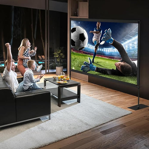 120inch Outdoor Projector Screen with Stand: 16:9 4K HD Portable Projector Screen Outdoor Indoor - Front/Rear Movie Screen with Carry Bag, Sandbag - Projection Screen for Backyard, Camping, Theater