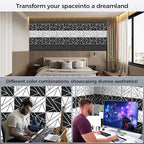 8 Pack 2-Layer Soundproof Wall Panels, 12 x 12 x 0.43 in Sound Proof FoamPanels for Walls, 1.2lb/ft* High Density, Thicker 0.43 in, 3D AcousticPanels,Artistic Noise Dampening Panels Black&White