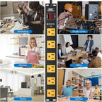 CRST 6 Outlet Surge Protector Power Strip 2100J with Switch, 15A/1875W Metal Heavy Duty Power Strip, Wide Spaced Wall Mount Power Bar for Garage Workshop Home School, 6 FT Cord（ Black+Yellow）