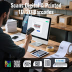 Tera 1D 2D QR Barcode Scanner Wireless and Wired with Battery Level Indicator Digital Printed Bar Code Reader Cordless Handheld Barcode Scanner Compact Plug and Play Model D5100