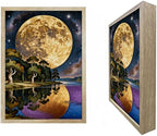 URVIP LED Glowing Photo Frame, 3D Starry-Sky Blue Moon Wall Art, 9x12 Inches Dimmable Light Up Light Painting for Bedroom, Unique Aesthetic Decor, Great Birthday Gift for Women Men