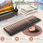 HotFox Wireless Keyboard and Mouse Combo, Full-Size Retro Typewriter Keyboard with Round Keycaps, Ergonomic Design for Windows PC, Home and Office Use -Red
