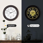Koosome Outdoor Clocks Waterproof 18 Inch, Large Wall Clock with Thermometer & Hygrometer, Illuminated Battery Operated Clock with Smart Sensor for Patio, Pool, Garden, Porch, Living Room