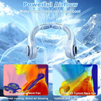 Portable Neck Fan that Blow Cold Air, LED Display, Rechargeable Hands-Free Wearable Cooling Personal Fan, 5 Speed, Neck Support, Bladeless Neck Air Conditioner, Gift for Women/Men, Hot Flashes, Travel