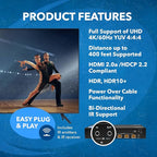 OREI 1x4 HDMI Extender Splitter Over Single CAT6/7 Cable 4K@60Hz with HDBaseT, HDR, HDCP 2.2 with IR Remote EDID Management - Loop Out - Up to 400 Ft - Low Latency