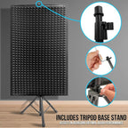 Sound Wall Panel Studio Foam - Acoustic Isolation Absorber Shield and Dampening Wedge with Height Adjustable Stand, Includes Tripod Base Stand, 2 Pack - Pyle PSIP24X2
