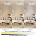 SMAAIR Smart Ceiling Fan with Light, 60inch Indoor and Outdoor ceiling fan with Remote, Compatible with Alexa/Google Assistant/Siri Shortcut, App control with Timer and Schedule(White)