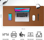 Aothia Leather Desk Pad Protector, Mouse Pad, Office Desk Mat, Non-Slip PU Leather Desk Blotter, Laptop Desk Pad, Waterproof Desk Writing Pad for Office and Home (Brown,36" x 17")