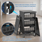 Fully Assembled 30 Unit Device Charging Station for Chromebook, iPad, 14'' Laptop - Charging Cart with Charger Cable Management, Circuit Breaker, Grounding Protection