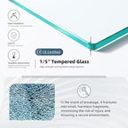 Goodyo 46" x 72" Shower Glass Door Tempered Glass Shower Screen with Towel Rack Tool Bar for Walk in Bathroom, 16-Grid Modern Desigh, Matte Black Finish