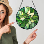 CRISGIF Stained Glass Window Hanging - Ireland Green Suncatcher for Doors Garden Patio Sun Catchers Decor Mother's St. Patrick's Day Birthday for Women Men Mom Nana Friend 7.8 in