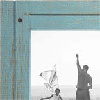 Americanflat Hinged 4x6 Triple Picture Frame with 3 Photo Openings and Polished Glass - Distressed Wood Collage Picture Frames for Tabletop and Wall Display - Hampton Collection - Turquoise Blue