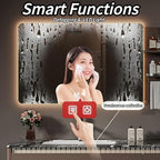 Modern Bathroom Vanity - Spacious Deep Sink | Defogging LED Mirror & Human Body Sensor Light, Open Side Panel, Floating Smart Bathroom Vanities (40IN)