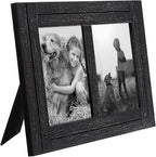 Americanflat Hinged 5x7 Double Picture Frame with 2 Photo Openings and Polished Glass - Distressed Wood Collage Picture Frames for Tabletop and Wall Display - Hampton Collection - Charcoal Black